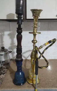 دوتا قلیون برنجی وسرخ دار