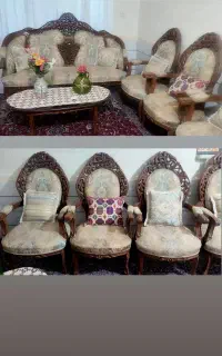 مبل استیل 8 نفره چوب گردو آنتیک