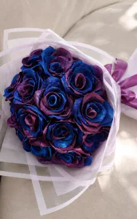 دسته گل ۱۶ شاخه کهکشانی روبانی