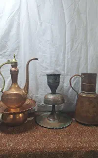 آفتابه لگن مسی بزرگ مشربه پیسوز قلم قدیمی عتیقه