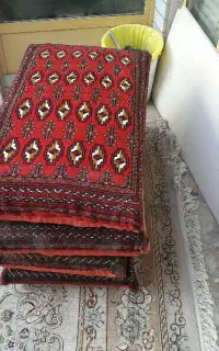 پشتی سنتی (مختع)طرحه دست بافت ترکمن.دوجفتش۱۵۰۰