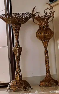 ست ۲عددی گلدان و کنارسالنی برنز