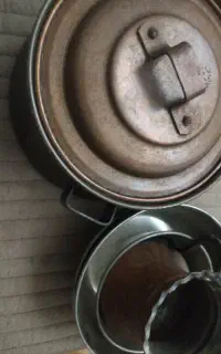 قابلمه مسی دوعددکاسه ویک پیاله مسی ویک عددشیرجوش