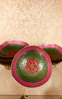 کاسه برنجی میناکاری هندی