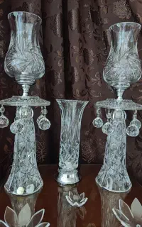 شمعدان کریستال اصل چک ارتفاع ۴۵ سانت