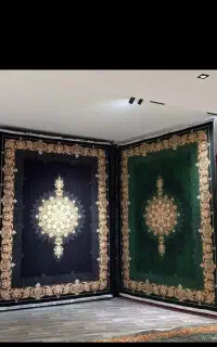 فرش افشان سبز بدون هاشیه سبک خلیجی 1500شانه