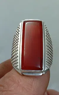 انگشتر دستساز نقره ساچمه نگین مهره قدیمی