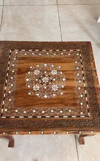 میز هندی عتیقه با عاج فیل