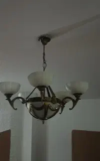 لوستر پنج شاخه وتک حباب برنز