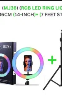 رینگ لایت RGB مدل MJ36 قطر ۳۶ سانت  سه پایه ۲ متری