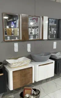 کابین روشویی پی وی سی آینه LED لمسی آینه باکس