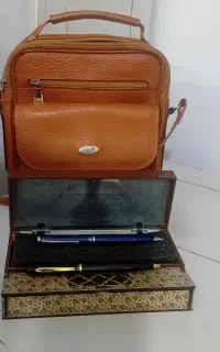 کیف چرم اصل و خودکار فلزی مارک