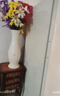 گل و گلدان و میز تلفن