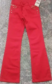 شلوار کتان کش قرمز