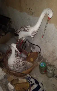یه جفت مجسمه پرنده سیمانی