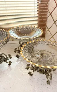 سرویس پذیرایی پایه دار برنجی