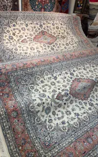 جفت فرش ۶ متری گل ابریشم کاشان