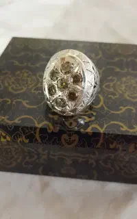 تسبیح و انگشتر نقره ۹۲۵ جواهری موزانایت دست ساز