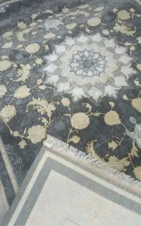 فرش طلا کوب طوسی ۱۲۰۰ شانه جفت ۹ متری