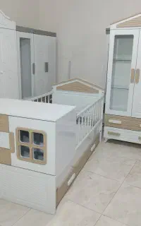 سیسمونی تخت و کمد نوزاد نینی سرویس خواب کلبه پنجره