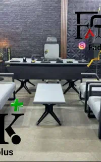 میز شل اداری+ مبل چرمی+ مدیریت صندلی توری