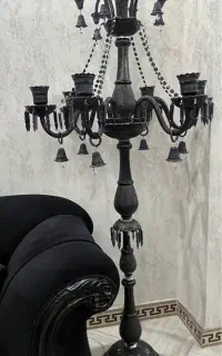 دو عدد لوستر ۶ شعله باکارات مشکی به همراه آباژور