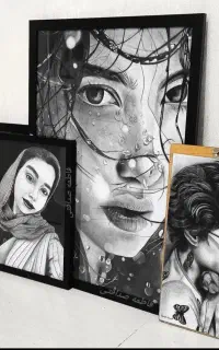 طراحی چهره سیاه قلم نقاشی هایپررئال