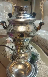 سماور گازی تک ستاره شیرو دسته طلایی برنجی
