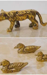 سه عدد مرغ آبی کوچک و یک عدد پلنگ برنز