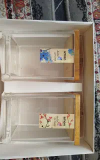 ست ۲ عددی بانکه شیشه‌ای لیمون درب چوبی (نو)