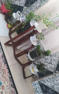 استند گلدان ۷ طبقه لولایی چوبی وپایه گلدان3تایی