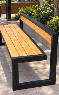 نیمکت مدرن چوبی فلزی پارکی باغی ویلایی فضای باز