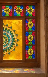 شیشه رنگی طرح های متنوع سنتی