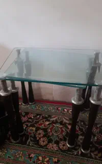 دو عدد میز عسلی شیشه ای تمیز