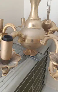 لوستر ۵شاخه ۱۰ شعله برنج آبکاری طلا