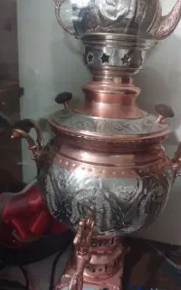سماور  ذغالی وسرویس کامل مسی