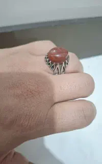انگشتره نقره اصل با عقیق شجر