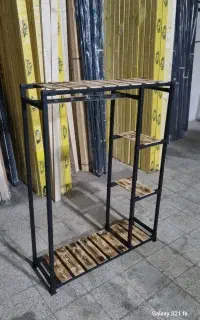 رگال لباس بغل ۲ طبقه جاکفشی  با چوب سوخته سندبلاست