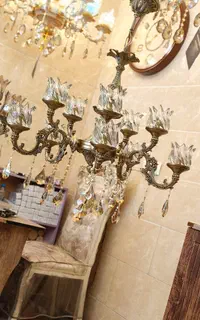 لوستر دوگل بزرگ ۴ شاخه ۸ لامپه (اصل/طوق بزرگ ساده)