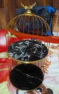 شیرینی خوری۲طبقه فلزبرنج و ست سطل و جادستمال کاغذی