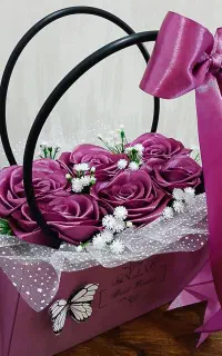 دسته گل روبانی