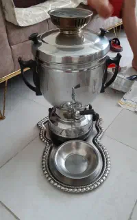 سماور گازی  به همراه سینی و کاسه