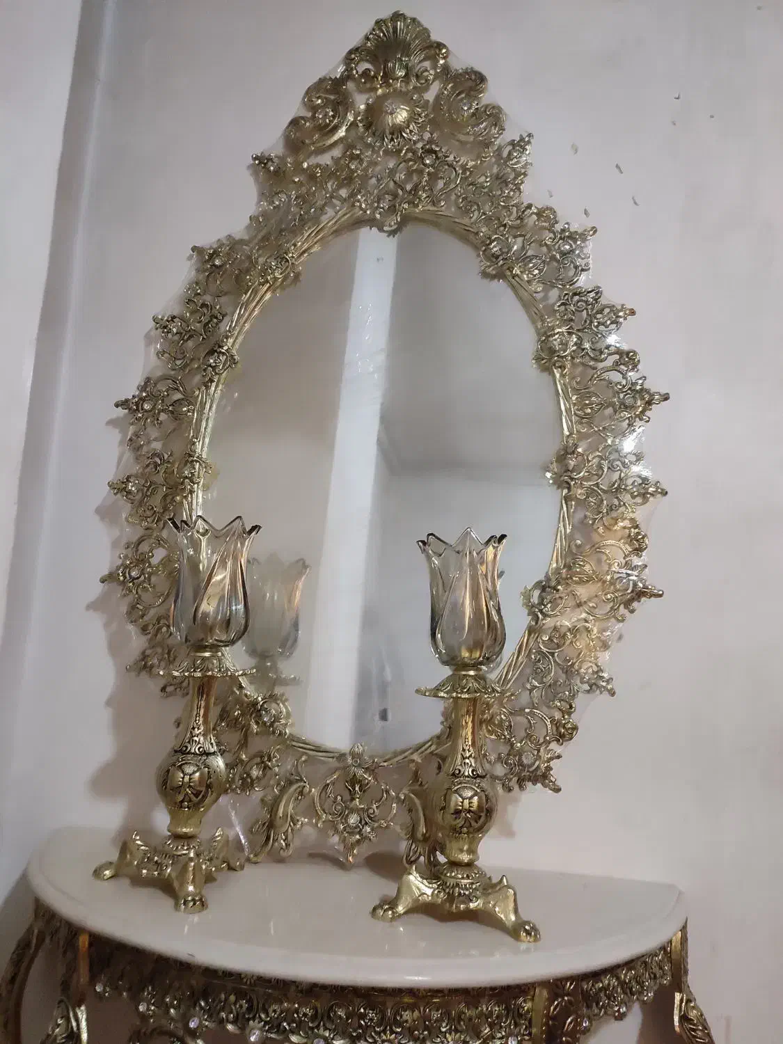 اینه شمعدان بسیار زیبا|آینه|ملایر, |دیوار