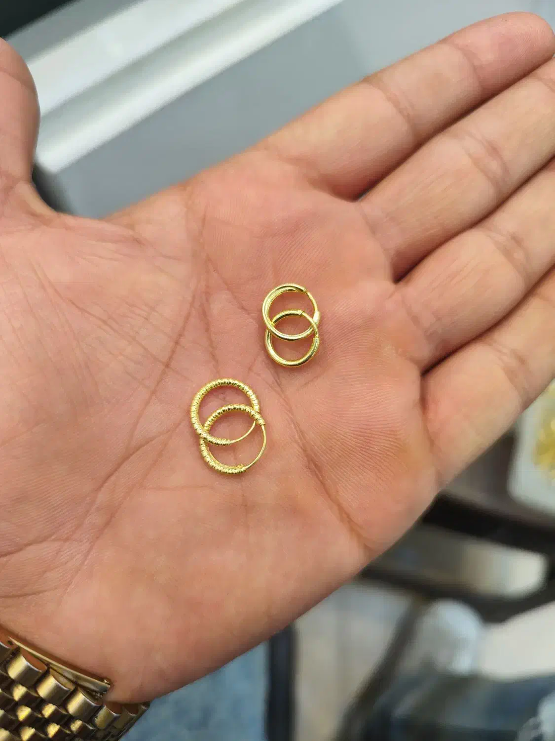 گوشواره حلقه مدل طلا سفید(نقره جات رویال)|جواهرات|مشهد, ایثار|دیوار