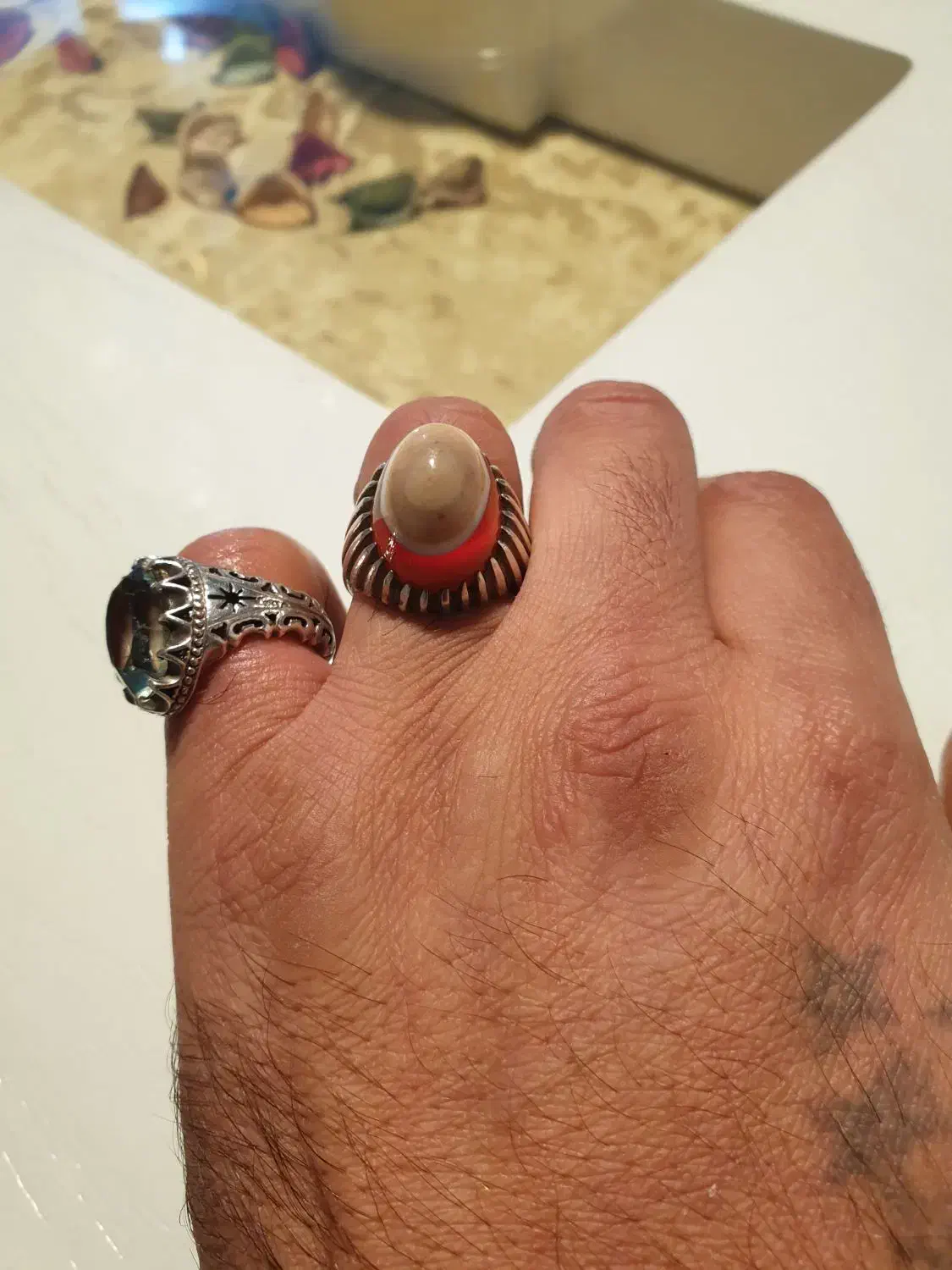 انگشتر۳پوست لامپی|جواهرات|رودهن, |دیوار