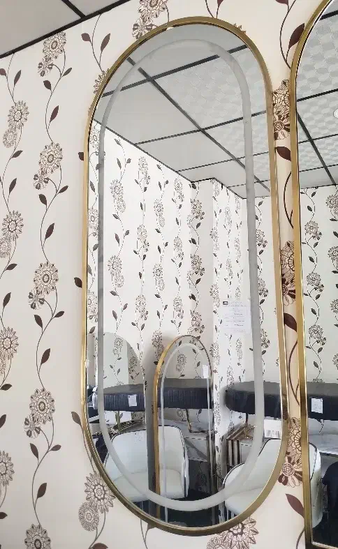 آینه دیواری فورتیک دو سر گرد طلایی زرکالا|آینه|یاسوج, |دیوار