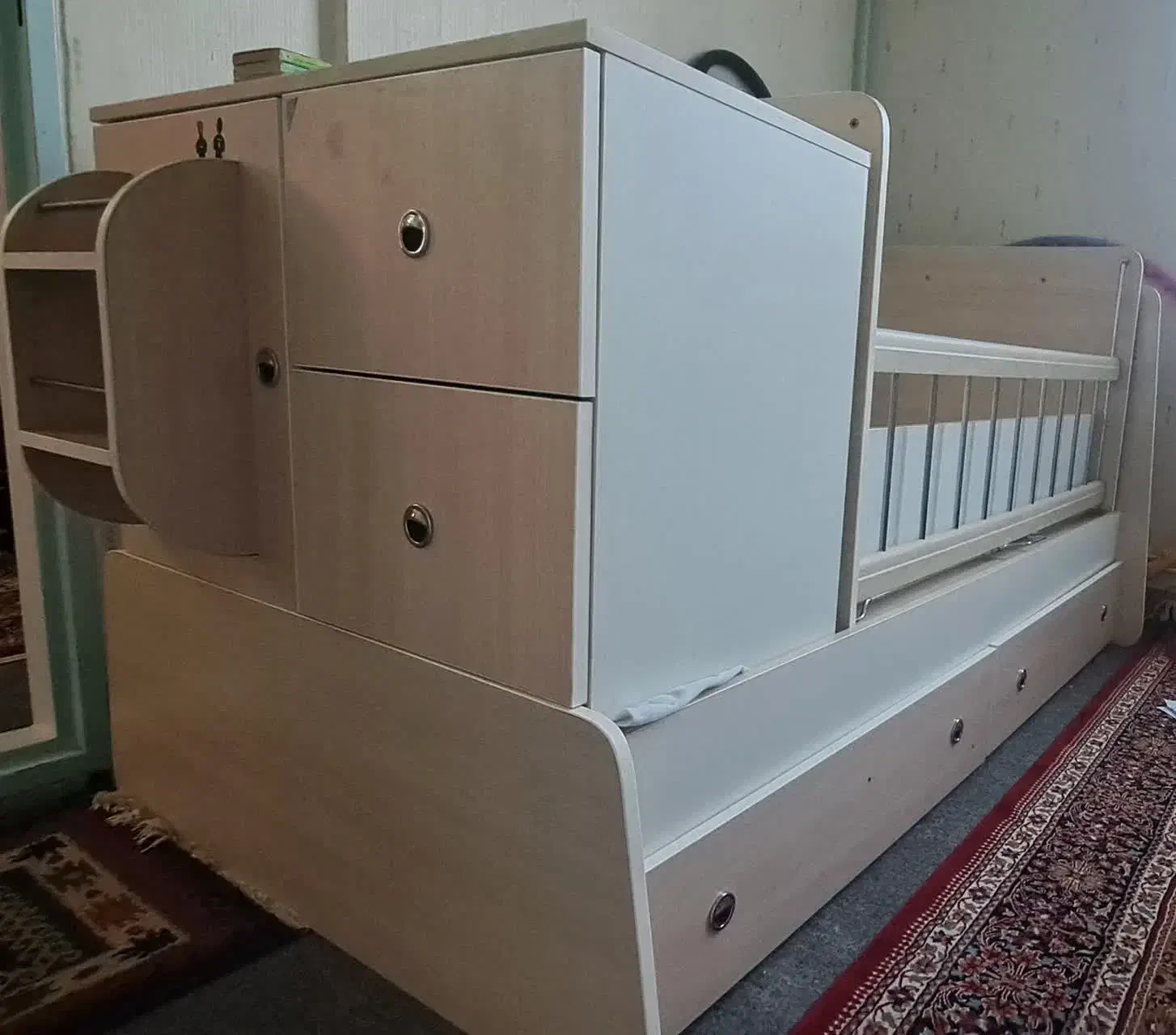 تخت دو طبقه کودک نوجوان به همراه تشک و کمد کوچک|تخت و سرویس خواب|قزوین, |دیوار