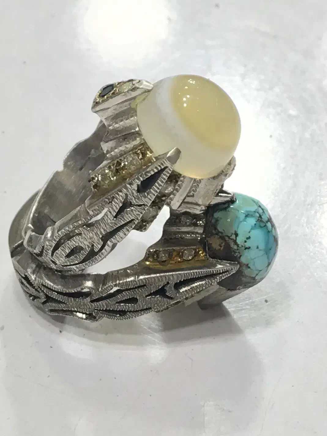 انگشتر فیروزه و عقیق سه پوست|جواهرات|کرج, حصارک بالا|دیوار