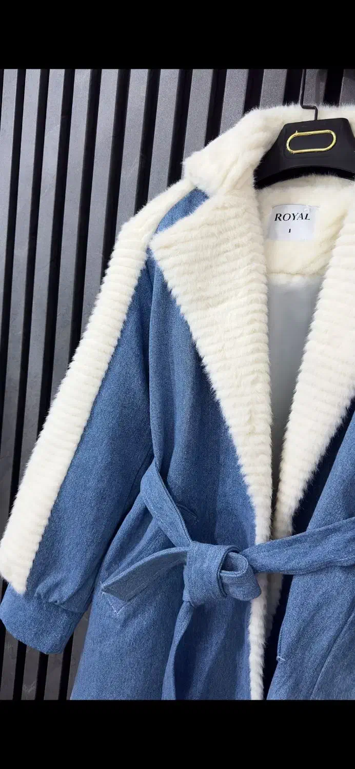 کاپشن زنانه ترکیب جین وتدی بند دار|لباس|قم, بنیاد|دیوار