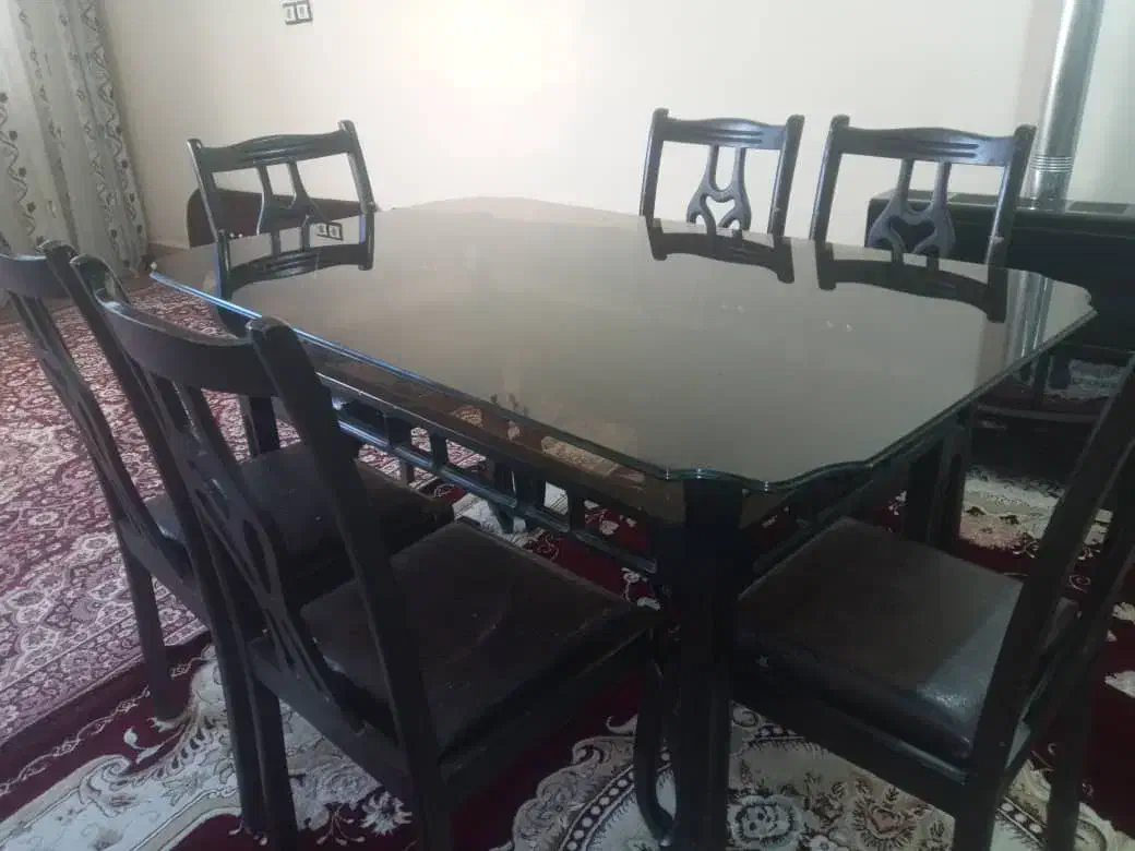 نهارخوری شش نفره چوبی|میز و صندلی غذاخوری|ایذه, |دیوار